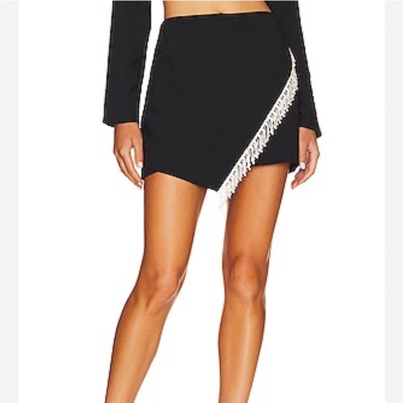 Amanda Uprichard Dante Skort Size M Black Mini Sparkly Fringe Bedazzled Evening - Picture 1 of 8